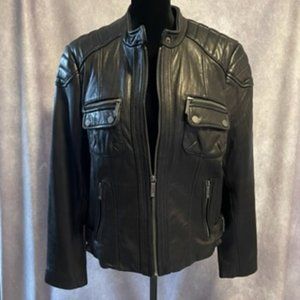 Michael Kors Black Leather Jacket Size XL
